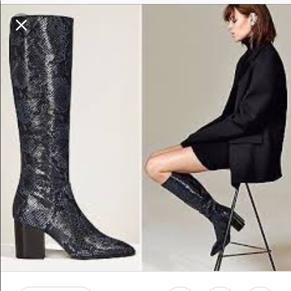 NWT! Zara Studio Leather Snakeskin Print Boots 41 - Picture 2 of 4